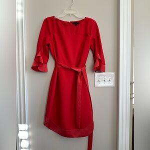 Banana Republic Red Belted Ruffle-Sleeve Sheath Dress